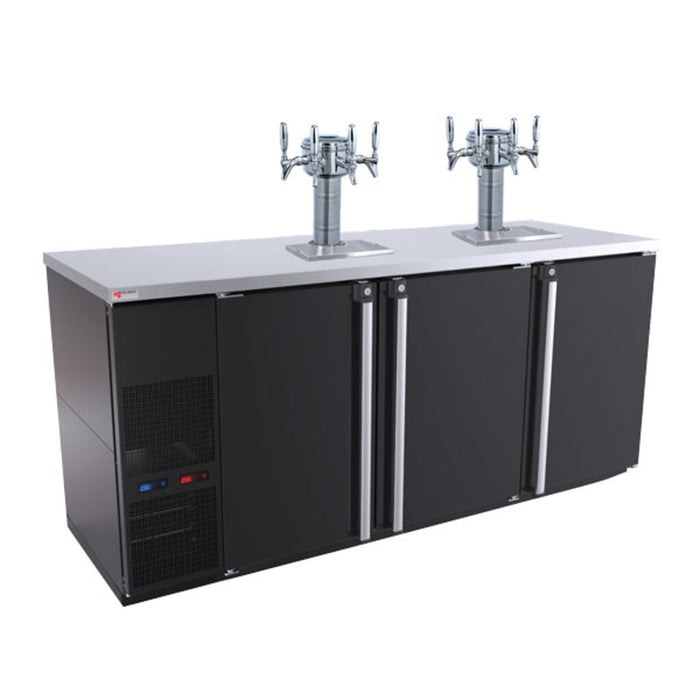 Beverage Station™ Commercial 8 Tap Kegerator – Dual Temperature – 2 Mini Mushroom Towers – 80" – Black Vinyl (MBB78BC-E-B)