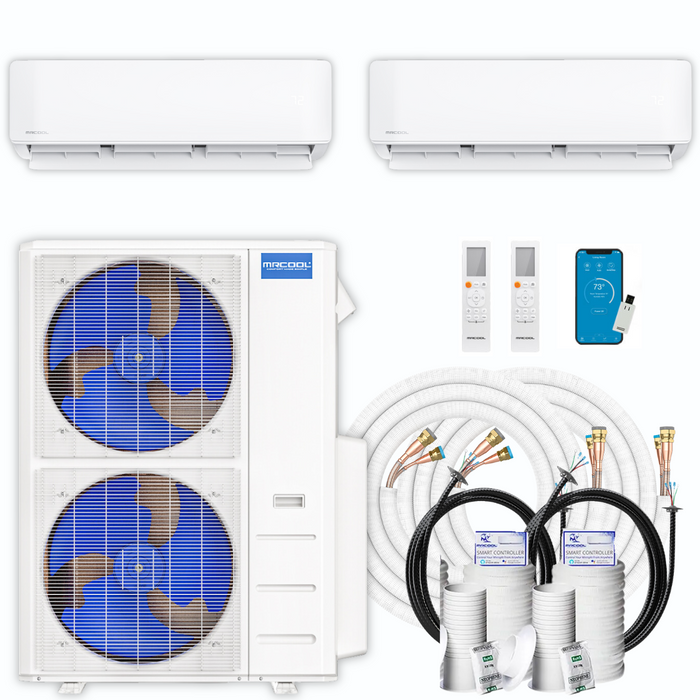 MRCOOL DIY Mini Split - 54,000 BTU 2 Zone Ductless Air Conditioner and Heat Pump with 35 ft. Install Kit, DIYM248HPW04C16