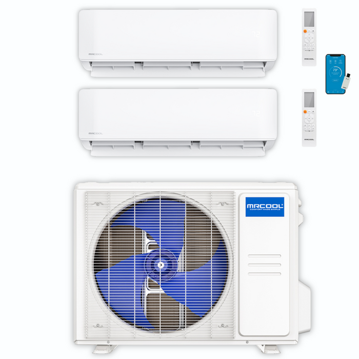 MRCOOL DIY Mini Split - 21,000 BTU 2 Zone Ductless Air Conditioner and Heat Pump, DIY-B-227HP0912