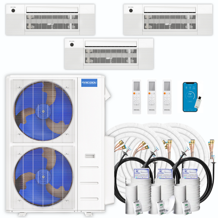 MRCOOL DIY Mini Split - 45,000 BTU 3 Zone Ceiling Cassette Ductless Air Conditioner and Heat Pump with 25 ft. Install Kit, DIY348HPC091818-25