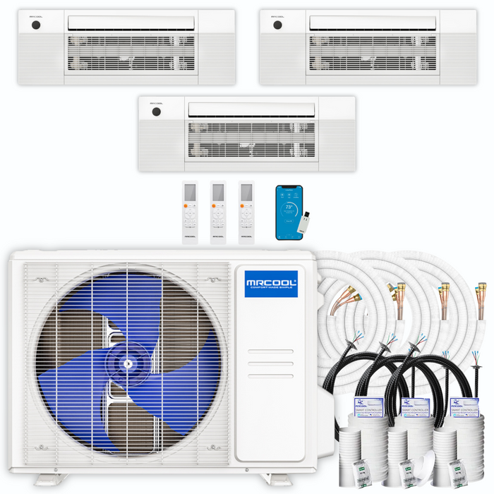 MRCOOL DIY Mini Split - 33,000 BTU 3 Zone Ceiling Cassette Ductless Air Conditioner and Heat Pump with 35 ft. Install Kit, DIYM336HPC03C49