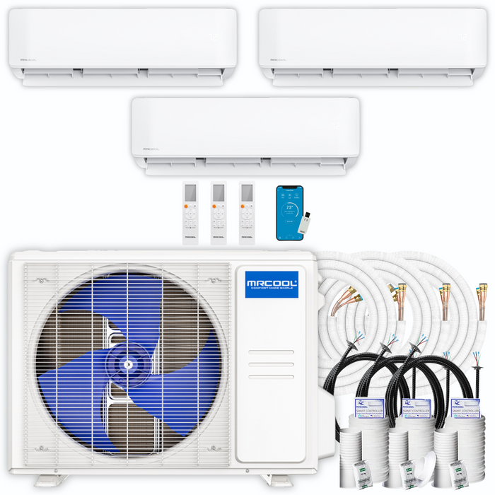 MRCOOL DIY Mini Split - 36,000 BTU 3 Zone Ductless Air Conditioner and Heat Pump with 16 ft. Install Kit, DIYM336HPW06C00