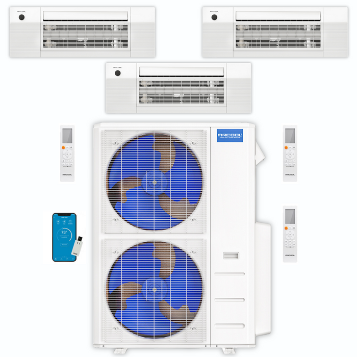 MRCOOL DIY Mini Split - 45,000 BTU 3 Zone Ceiling Cassette Ductless Air Conditioner and Heat Pump, DIY-BC-348HP091818