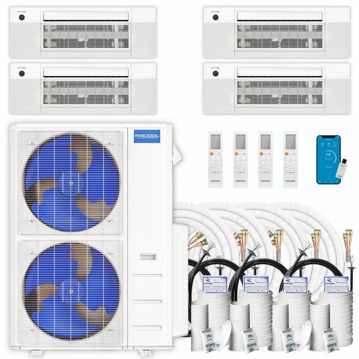 MRCOOL DIY Mini Split - 54,000 BTU 4 Zone Ceiling Cassette Ductless Air Conditioner and Heat Pump with 25 ft. Install Kit, DIYM448HPC06C84