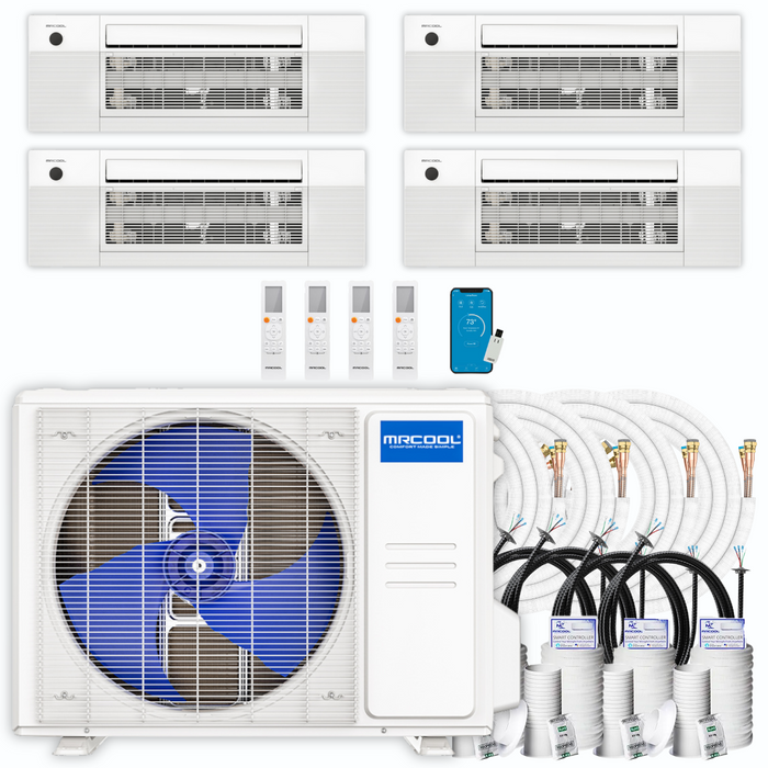 MRCOOL DIY Mini Split - 36,000 BTU 4 Zone Ceiling Cassette Ductless Air Conditioner and Heat Pump with 50 ft. Install Kit, DIYM436HPC00C194