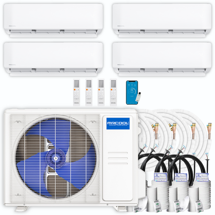 MRCOOL DIY Mini Split - 36,000 BTU 4 Zone Ductless Air Conditioner and Heat Pump with 16 ft. Install Kit, DIYM436HPW00C00