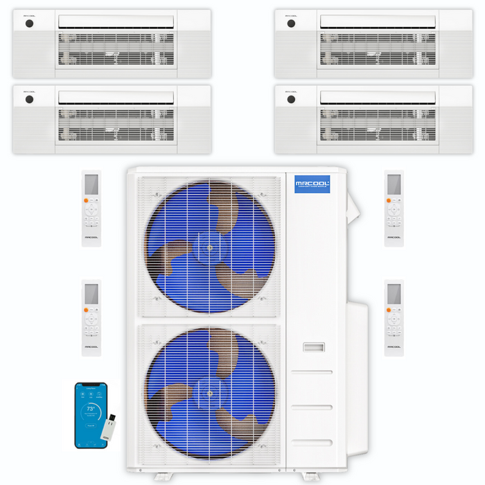 MRCOOL DIY Mini Split - 54,000 BTU 4 Zone Ceiling Cassette Ductless Air Conditioner and Heat Pump, DIY-BC-448HP12121218