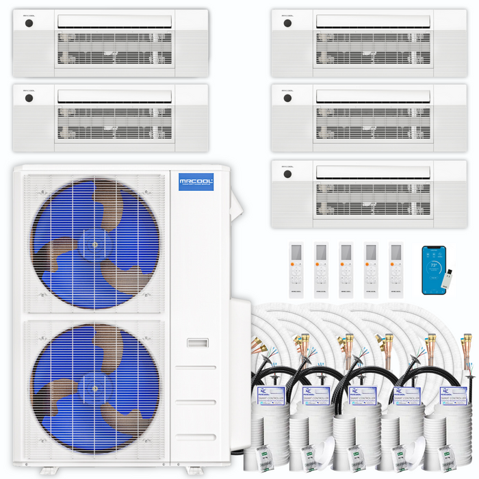 MRCOOL DIY Mini Split - 45,000 BTU 5 Zone Ceiling Cassette Ductless Air Conditioner and Heat Pump with 25 ft. Install Kit, DIYM548HPC00C210