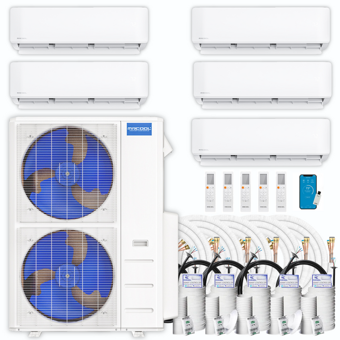 MRCOOL DIY Mini Split - 51,000 BTU 5 Zone Ductless Air Conditioner and Heat Pump with 16 ft. Install Kit, DIY548HP090909121216