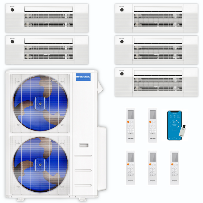 MRCOOL DIY Mini Split - 45,000 BTU 5 Zone Ceiling Cassette Ductless Air Conditioner and Heat Pump, DIY-BC-548HP0909090909