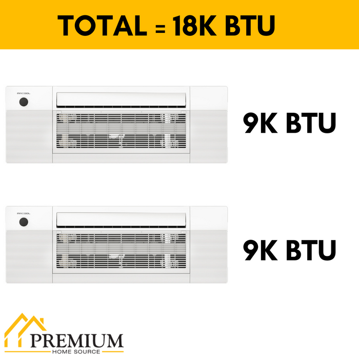 MRCOOL DIY Mini Split - 18,000 BTU 2 Zone Ceiling Cassette Ductless Air Conditioner and Heat Pump with 25 ft. Install Kit, DIYM218HPC00C07