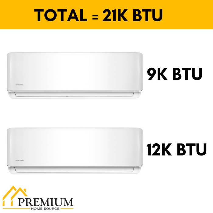 MRCOOL DIY Mini Split - 21,000 BTU 2 Zone Ductless Air Conditioner and Heat Pump with 16 ft. Install Kit, DIYM227HPW00C00