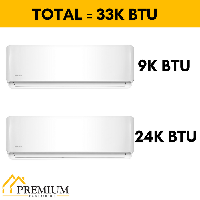 MRCOOL DIY Mini Split - 33,000 BTU 2 Zone Ductless Air Conditioner and Heat Pump with 50 ft. Install Kit, DIYM236HPW00C32