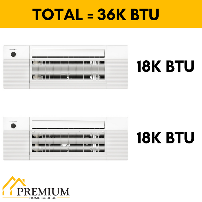 MRCOOL DIY Mini Split - 36,000 BTU 2 Zone Ceiling Cassette Ductless Air Conditioner and Heat Pump, DIY-BC-236HP1818