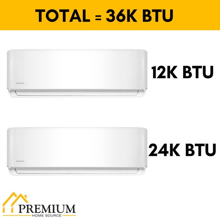 MRCOOL DIY Mini Split - 36,000 BTU 2 Zone Ductless Air Conditioner and Heat Pump, DIY-B-236HP1224