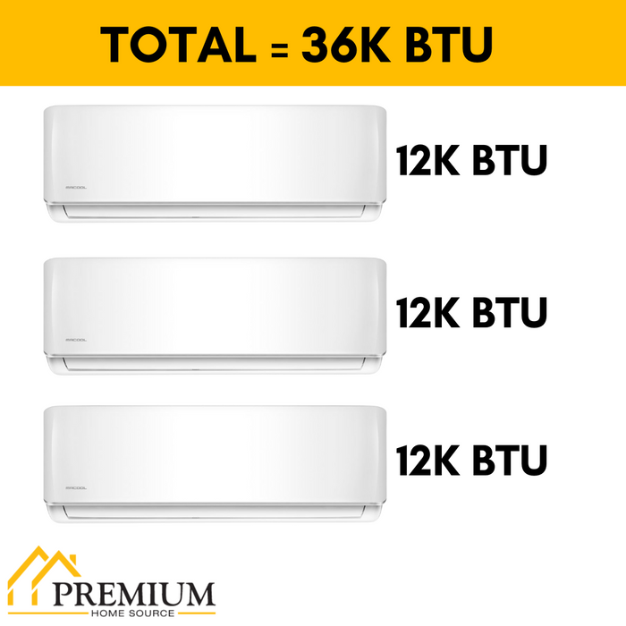 MRCOOL DIY Mini Split - 36,000 BTU 3 Zone Ductless Air Conditioner and Heat Pump, DIY-B-336HP121212