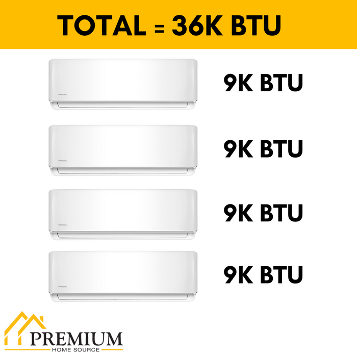 MRCOOL DIY Mini Split - 36,000 BTU 4 Zone Ductless Air Conditioner and Heat Pump with 16 ft. Install Kit, DIYM436HPW00C00