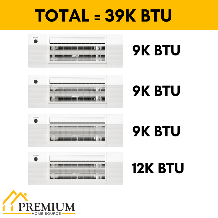 MRCOOL DIY Mini Split - 39,000 BTU 4 Zone Ceiling Cassette Ductless Air Conditioner and Heat Pump, DIY-BC-436HP09090912