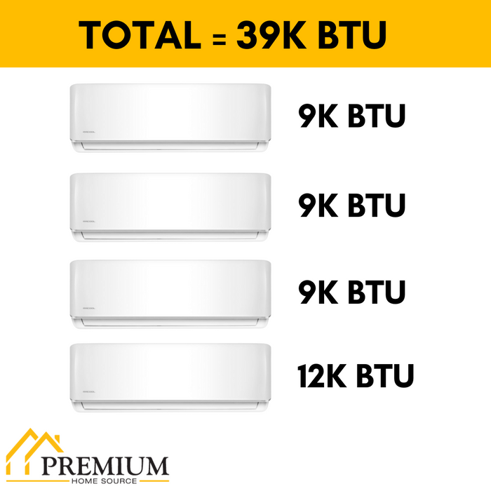 MRCOOL DIY Mini Split - 39,000 BTU 4 Zone Ductless Air Conditioner and Heat Pump with 35 ft. Install Kit, DIYM448HPW00C105