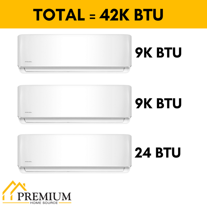 MRCOOL DIY Mini Split - 42,000 BTU 3 Zone Ductless Air Conditioner and Heat Pump, DIY-B-348HP090924