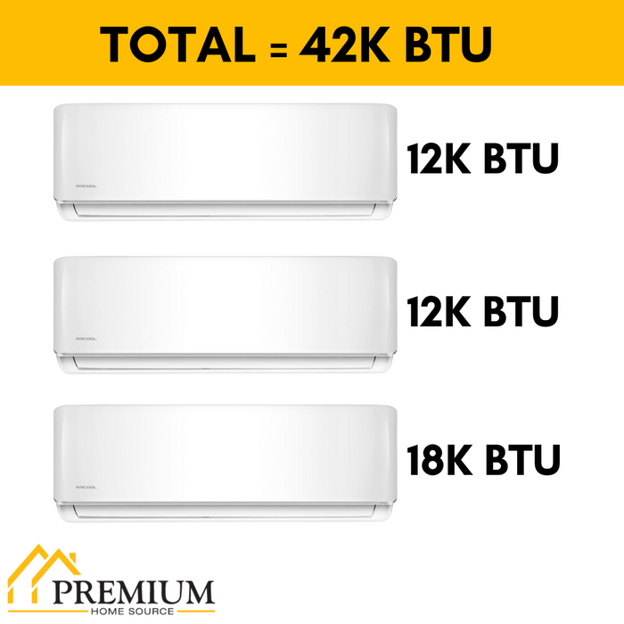 MRCOOL DIY Mini Split - 42,000 BTU 3 Zone Ductless Air Conditioner and Heat Pump, DIY-B-348HP121218