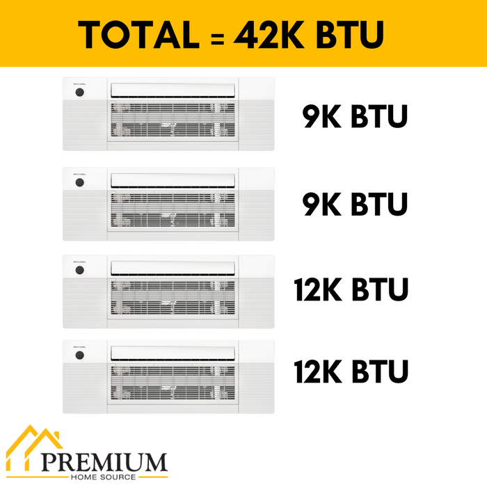 MRCOOL DIY Mini Split - 42,000 BTU 4 Zone Ceiling Cassette Ductless Air Conditioner and Heat Pump with 16 ft. Install Kit, DIYM448HPC02C00