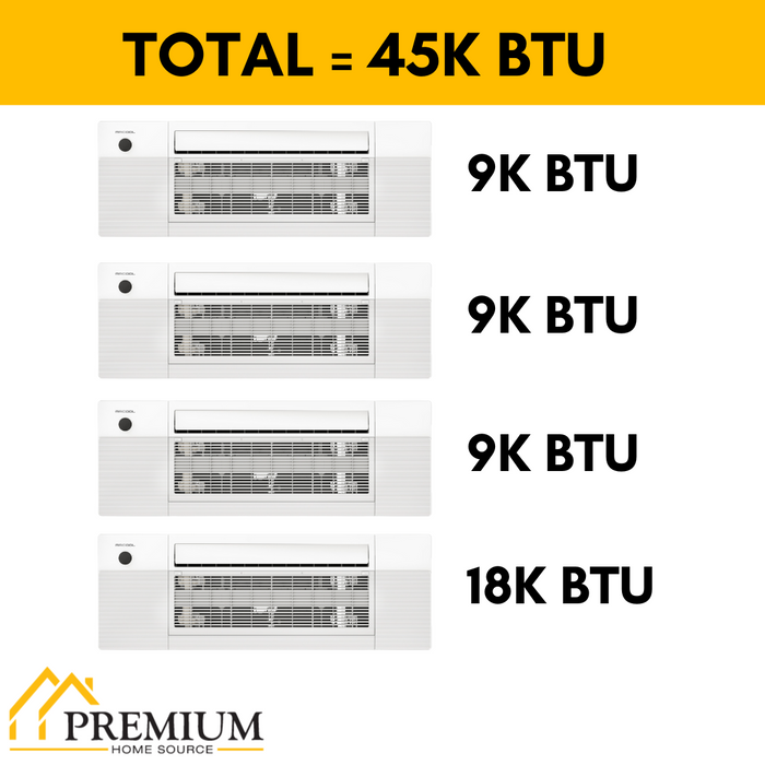 MRCOOL DIY Mini Split - 45,000 BTU 4 Zone Ceiling Cassette Ductless Air Conditioner and Heat Pump, DIY-BC-448HP09090918