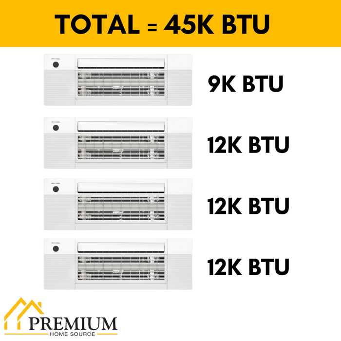 MRCOOL DIY Mini Split - 45,000 BTU 4 Zone Ceiling Cassette Ductless Air Conditioner and Heat Pump, DIY-BC-448HP09121212