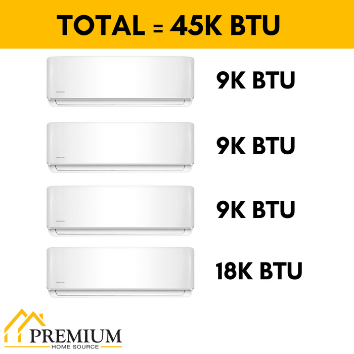 MRCOOL DIY Mini Split - 45,000 BTU 4 Zone Ductless Air Conditioner and Heat Pump with 25 ft. Install Kit, DIYM448HPW01C84