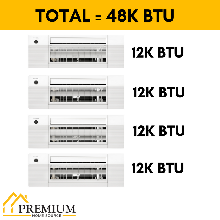 MRCOOL DIY Mini Split - 48,000 BTU 4 Zone Ceiling Cassette Ductless Air Conditioner and Heat Pump, DIY-BC-448HP12121212