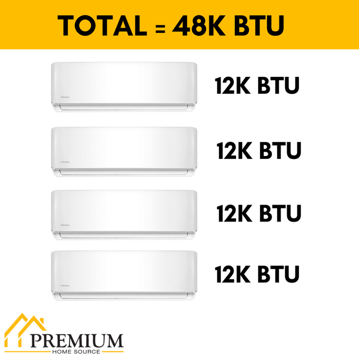 MRCOOL DIY Mini Split - 48,000 BTU 4 Zone Ductless Air Conditioner and Heat Pump with 25 ft. Install Kit, DIYM448HPW04C84