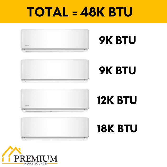 MRCOOL DIY Mini Split - 48,000 BTU 4 Zone Ductless Air Conditioner and Heat Pump with 50 ft. Install Kit, DIYM448HPW03C194