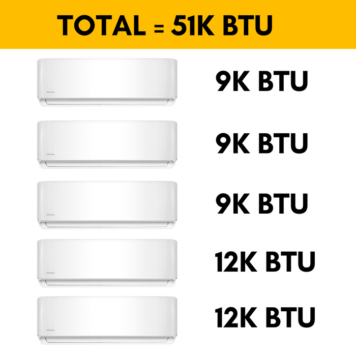 MRCOOL DIY Mini Split - 51,000 BTU 5 Zone Ductless Air Conditioner and Heat Pump, DIY-B-548HP0909091212