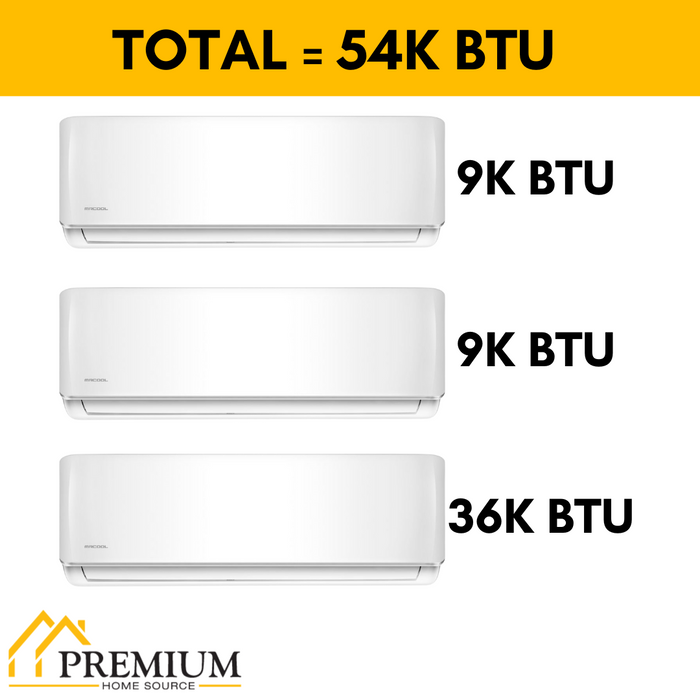 MRCOOL DIY Mini Split - 54,000 BTU 3 Zone Ductless Air Conditioner and Heat Pump, DIY-B-348HP090936