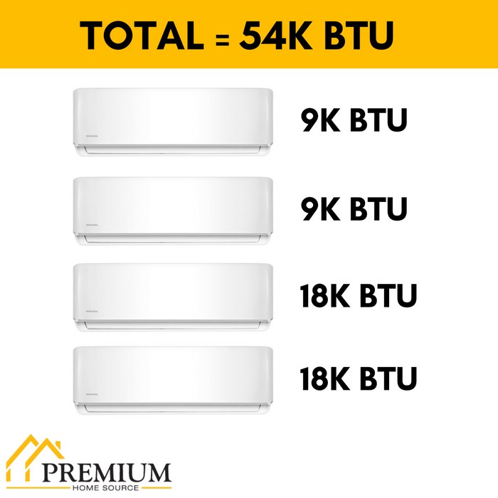 MRCOOL DIY Mini Split - 54,000 BTU 4 Zone Ductless Air Conditioner and Heat Pump, DIY-B-448HP09091818