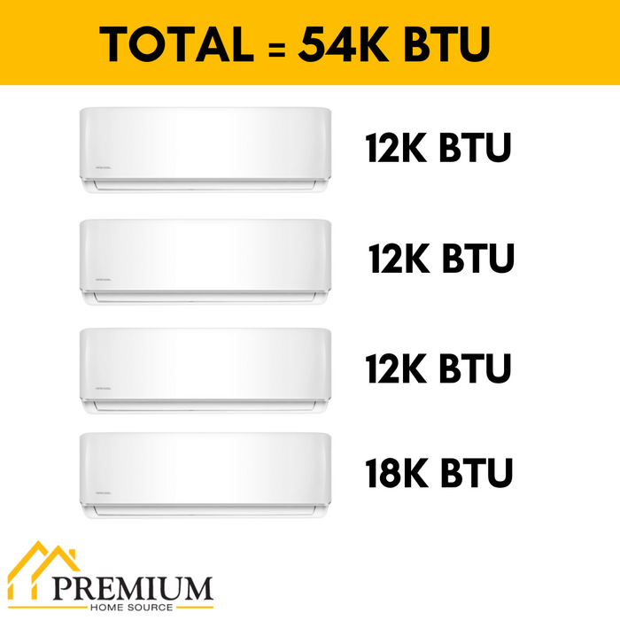 MRCOOL DIY Mini Split - 54,000 BTU 4 Zone Ductless Air Conditioner and Heat Pump, DIY-B-448HP12121218