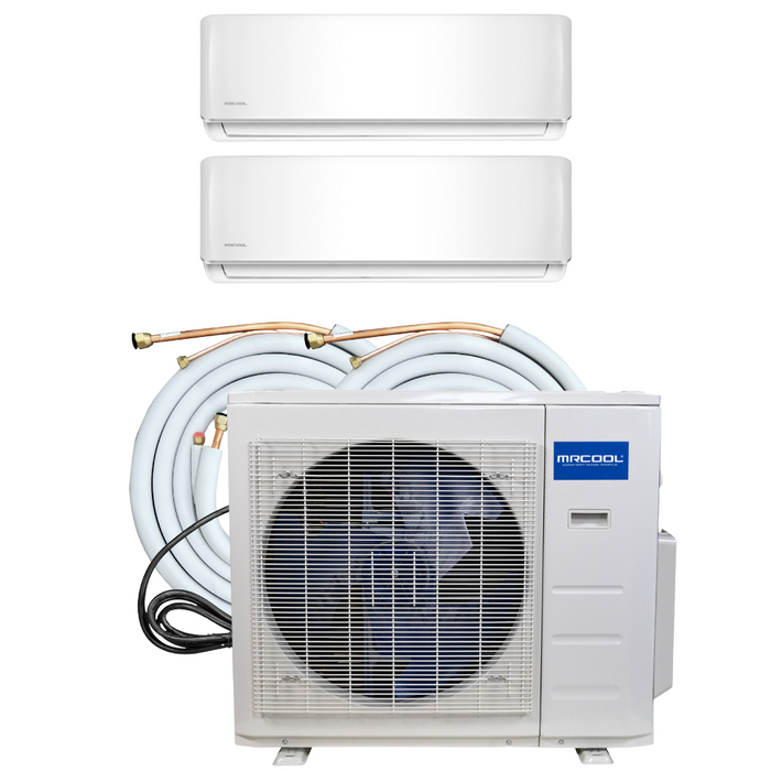 MRCOOL Olympus Mini Split - 18K BTU 2 Zone Ductless Air Conditioner and Heat Pump with 25 ft. Install Kit, OLY18-W-2-09-25