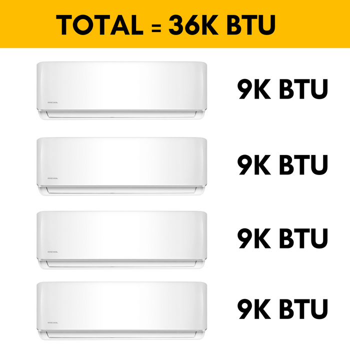 MRCOOL Olympus Mini Split - 36K BTU 4 Zone Ductless Air Conditioner and Heat Pump With 25 ft. Flared Lineset, OLY36-W-4-09-25