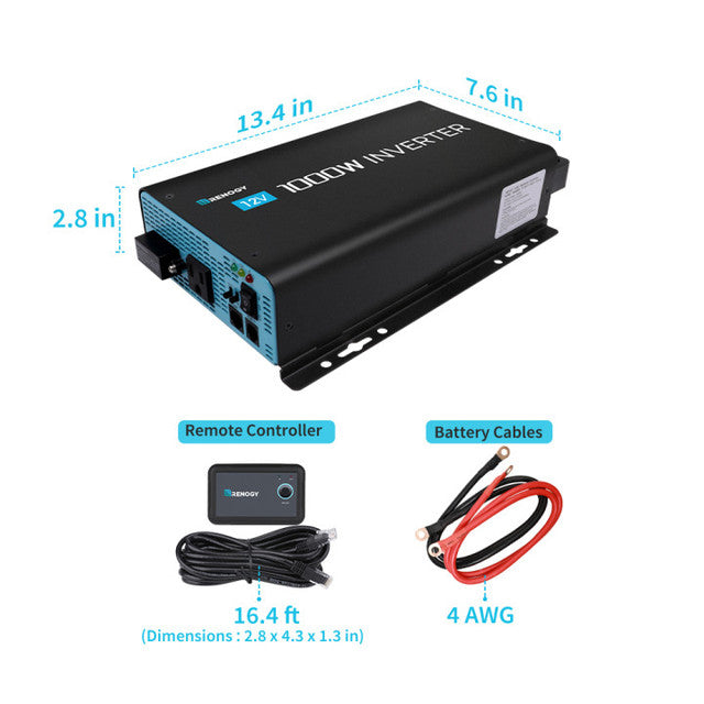 Renogy 1000W 12V Pure Sine Wave Inverter with Power Saving Mode