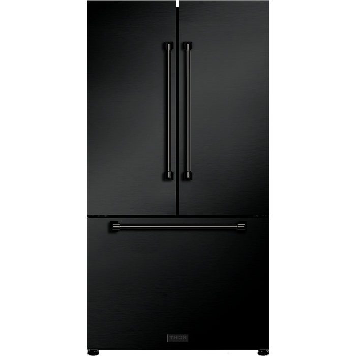 Thor Kitchen Gordon Ramsay 3-Piece Appliance Package - 30-Inch Electric Range with Tilt Panel Touch Control, Refrigerator, and Dishwasher in Black