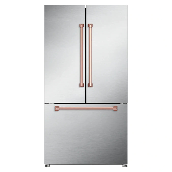 Thor Kitchen Gordon Ramsay Series 36-Inch 20.3 cu ft French Door Counter Depth Refrigerator with Ice Maker in Stainless Steel with Rose Gold Trim  (RF3621CTD99-RSG)