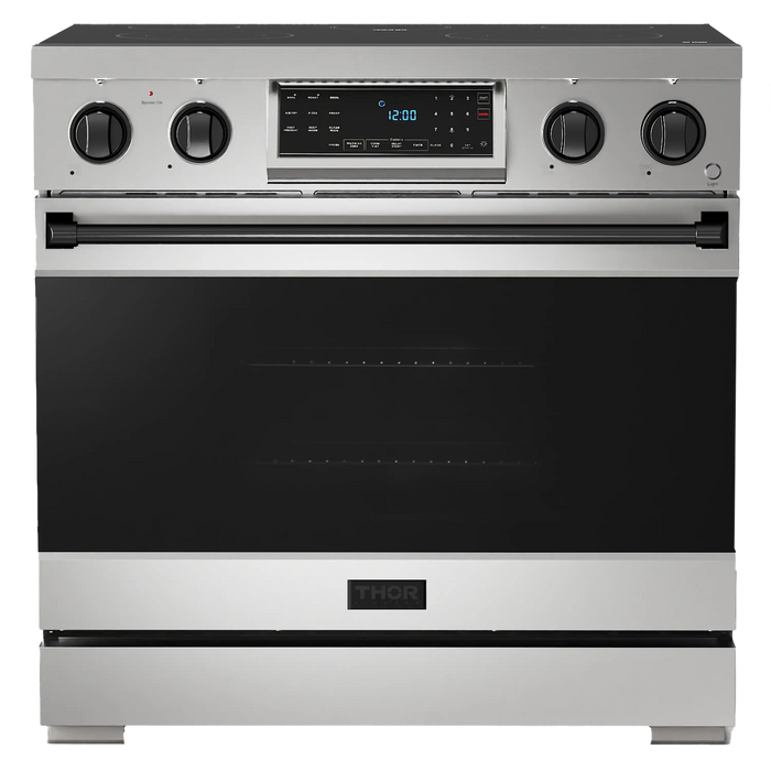 Thor Kitchen Gordon Ramsay Series 36-Inch Professional Electric Range with Tilt Panel Touch Control in Stainless Steel with Black Trim (RSE36-BLK)