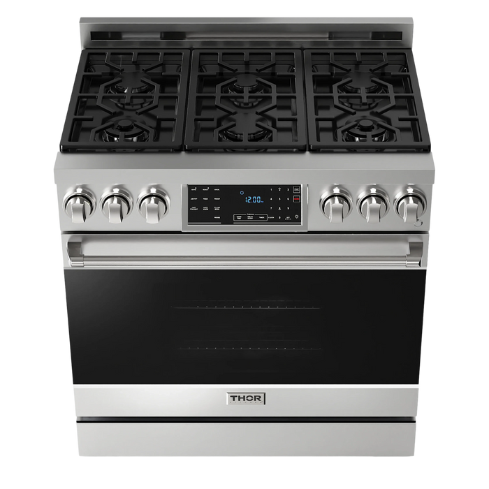 Thor Kitchen Gordon Ramsay Series 36-Inch Professional Gas Range with Tilt Panel Touch Control in Stainless Steel (RSG36)