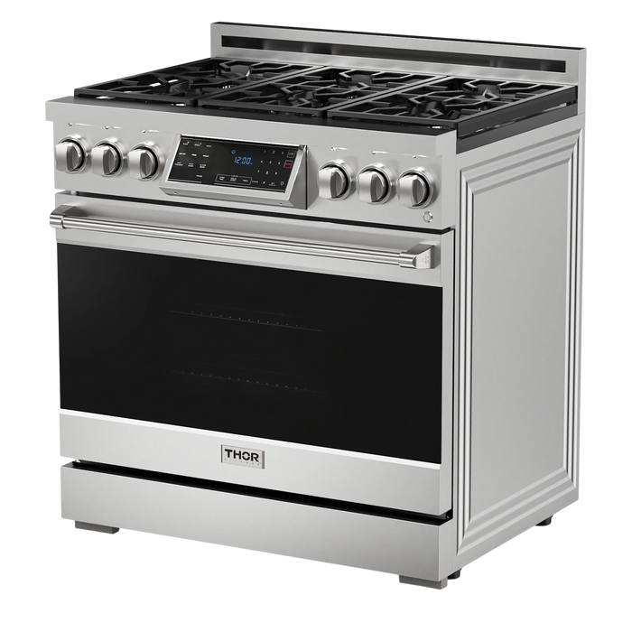 Thor Kitchen Gordon Ramsay Series 36-Inch Professional Gas Range with Tilt Panel Touch Control in Stainless Steel (RSG36)