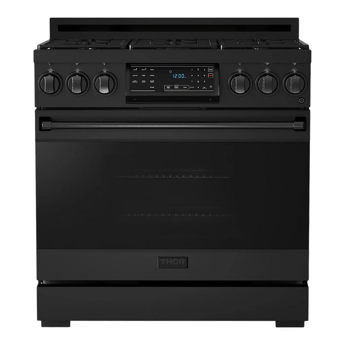 Thor Kitchen Gordon Ramsay Series 36-Inch Professional Gas Range with Tilt Panel Touch Control in Black (RSG36B)