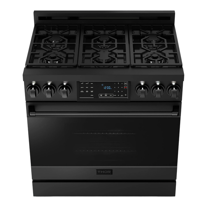 Thor Kitchen Gordon Ramsay Series 36-Inch Professional Gas Range with Tilt Panel Touch Control in Black (RSG36B)