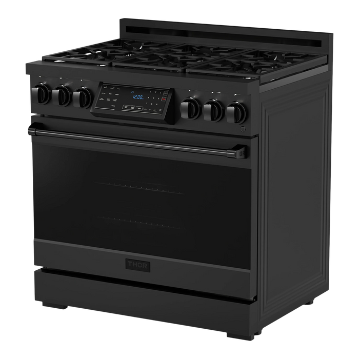 Thor Kitchen Gordon Ramsay Series 36-Inch Professional Gas Range with Tilt Panel Touch Control in Black (RSG36B)