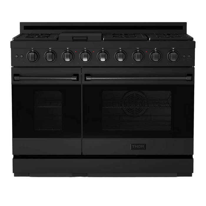 Thor Kitchen Gordon Ramsay Series 48-Inch Professional Gas Range with Double Oven in Black (RSG48EB)