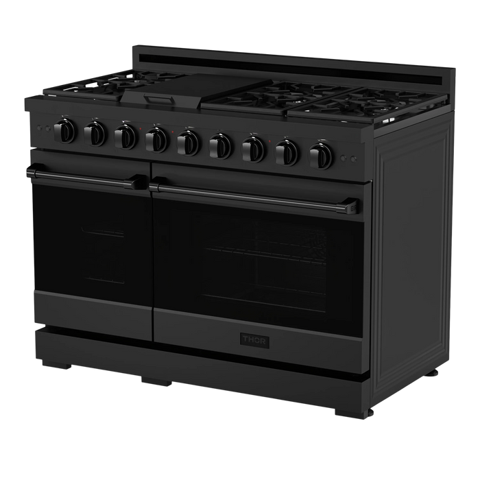 Thor Kitchen Gordon Ramsay Series 48-Inch Professional Gas Range with Double Oven in Black (RSG48EB)