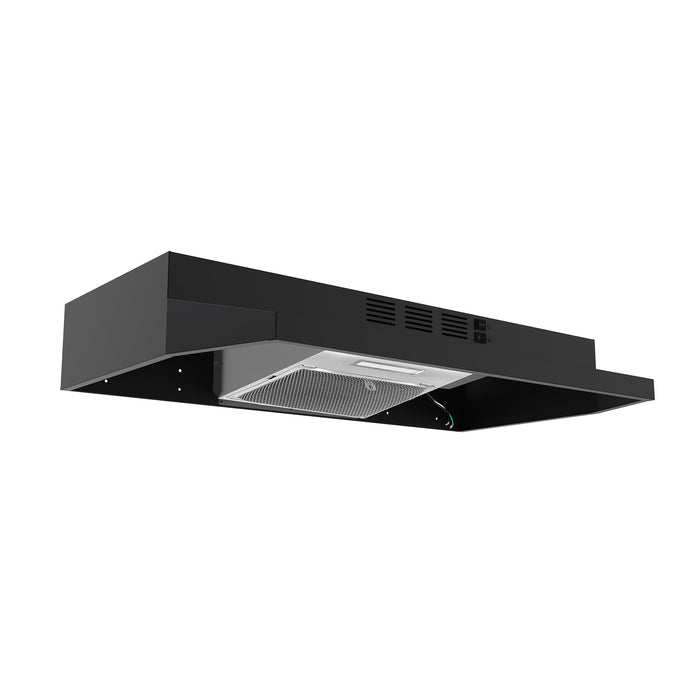 Forno 30" 200 CFM Compact Under Cabinet Convertible Range Hood in Black, FRHUC5200-30BLK